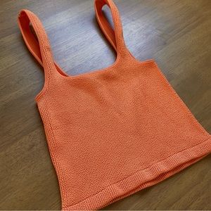 Orange Textured Zara Crop Tank Top